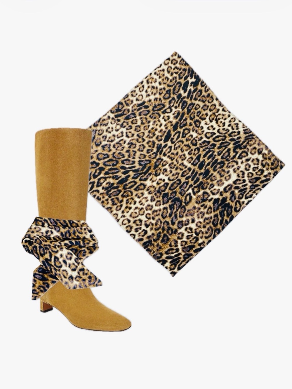 NWT SILKLETTE Animal Print 100% Fine Silk Kerchief Scarf CREAM/BROWN/BLACK